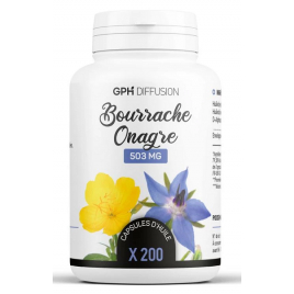 Huiles Bourrache Onagre Ecocert bio 503mg 200 capsules GPH Diffusion Onaturel