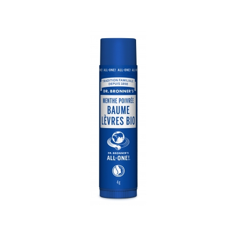 Dr Bronners Baume à lèvres Menthe poivrée bio 4g