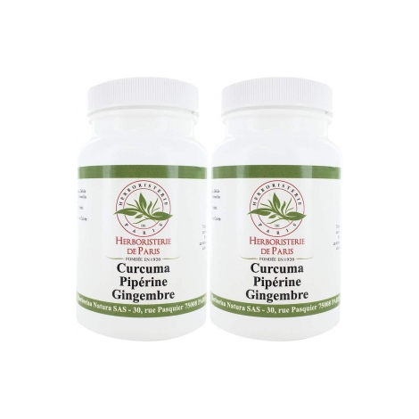 Herboristerie De Paris Curcuma Pipérine Gingembre 2 boîtes de 90 gélules 3 à 6 mois de cure Herboristerie De Paris