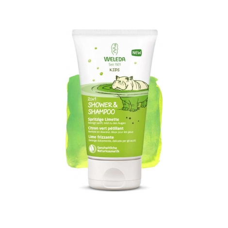 Weleda Crème de douche 2 en 1 corps et cheveux Enfants Citron vert pétillant 150ml