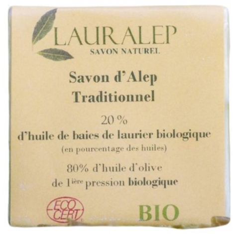 Lauralep Le savon d'Alep traditionnel 20% d'huile de laurier 200g