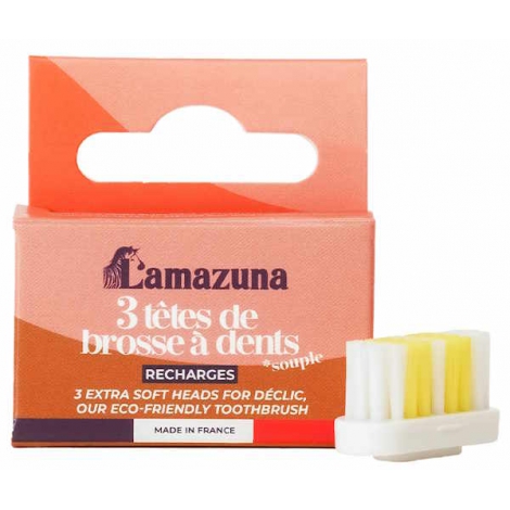 Lamazuna Recharge 3 têtes de brosse à dents Souple Lamazuna