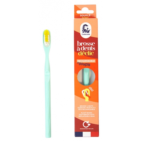 Lamazuna Brosse à dents écologique rechargeable turquoise Souple Lamazuna