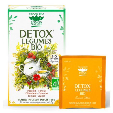 Romon Nature Tisane Detox bio aux Légumes 20 sachets 32g