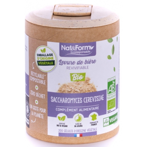 Nat et Form Levure de biére revivifiable Bio 200 gélules Nat et Form