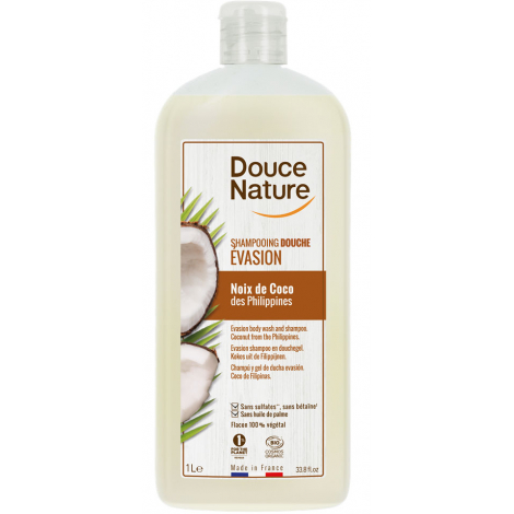 Douce Nature Shampoing douche evasion Noix de Coco des Philippines 1L Douce Nature