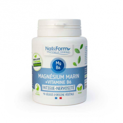 Nat et Form Magnésium marin Vitamine B6 40 gélules 21,9g Nat et Form