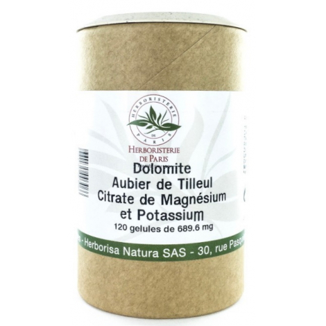 Herboristerie de paris Dolomite Aubier de tilleul Citrates de magnésium et de potassium 120 Gélules Herboristerie De Paris