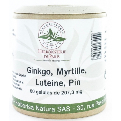 Herboristerie de paris Ginkgo Myrtille Lutéine OPC Zéaxanthine 60 Gélules Herboristerie De Paris