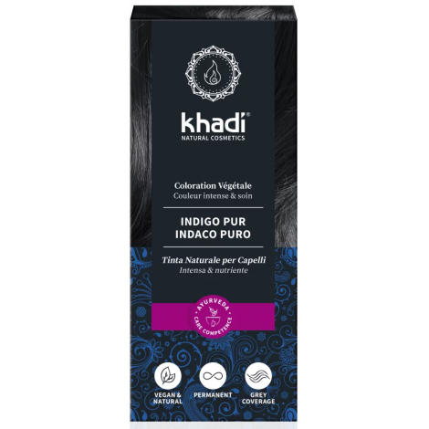 Khadi Teinture aux Plantes Indigo Pur Noir Froid 100g Khadi