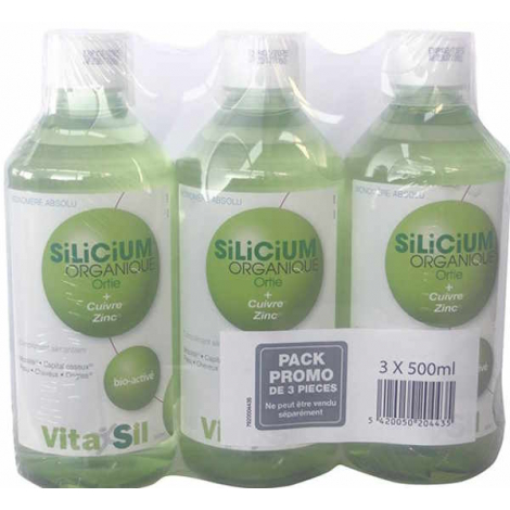 VitaSil Silicium Organique Pack Promo Lot de 3 x 500ml soit 1500ml VitaSil