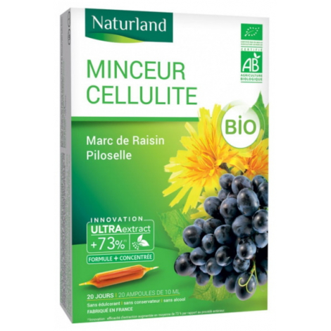 Naturland MINCEUR CELLULITE Bio Marc de raisin Piloselle 20 ampoules de 10ml Naturland