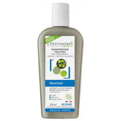 Dermaclay Shampoing Anti Pelliculaire Argile verte Cade Romarin 250ml Dermaclay