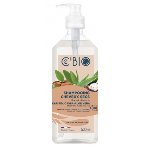 C'bio Shampoing cheveux secs Karité Jojoba Aloé 500ml Cé'bio