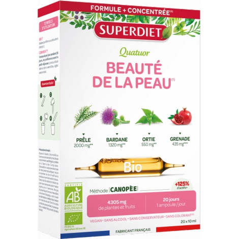 Super Diet Quatuor Beauté de la peau bio 20 ampoules de 10ml Super Diet