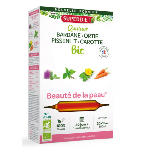 Super Diet Quatuor Beauté de la peau bio 20 ampoules de 15ml Onaturel