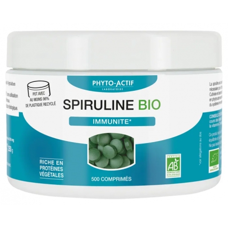 Phyto-Actif Spiruline bio 100% naturelle Immunité Fatigue 500 comprimés Onaturel
