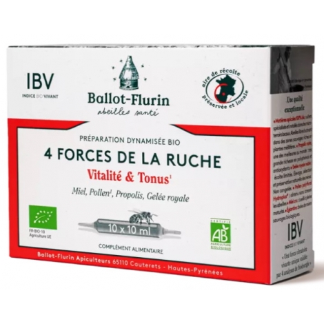 Ballot Flurin Préparation Dynamisée 4 forces de la ruche Églantine 10 ampoules de 10 ml Onaturel
