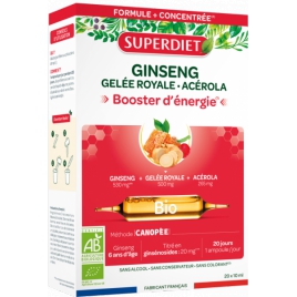 Super Diet Ginseng Gelée Royale Acerola bio 20 ampoules 10ML Super Diet