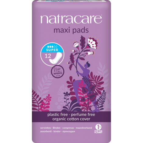 Natracare 12 Serviettes périodiques Maxi Pads Super Natracare