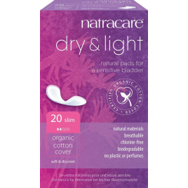 Natracare 20 Serviettes incontinence légère Dry & Light Slim Onaturel