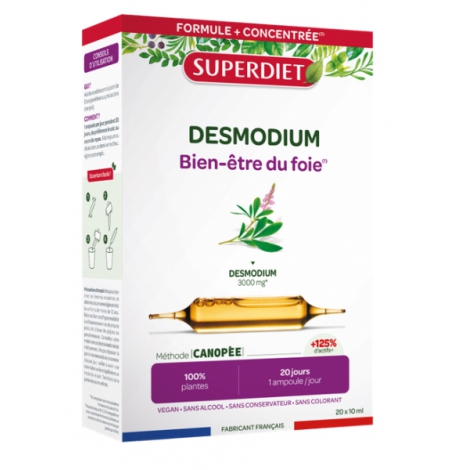 Super Diet Desmodium Bien être du Foie 20 Ampoules Super Diet