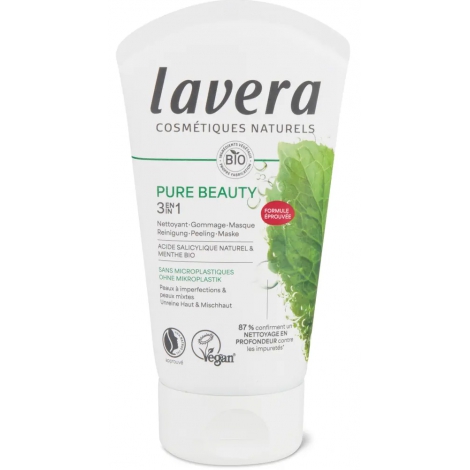 Lavera 3 en 1 Pure Beauty Nettoyant Gommage Masque 125ml Lavera