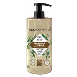 Cosmo Naturel Shampoing purifiant cheveux gras Argile ortie achillée 500ml Shampoing cheveux gras Argile ortie