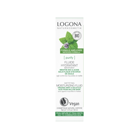 Logona Fluide hydratant matifiant jour et nuit Menthe bio / Acide salicylique 30 ml Logona