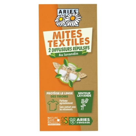 Aries Protection Anti Mites Textiles 2 Diffuseurs répulsifs Onaturel Lavandin répulsif