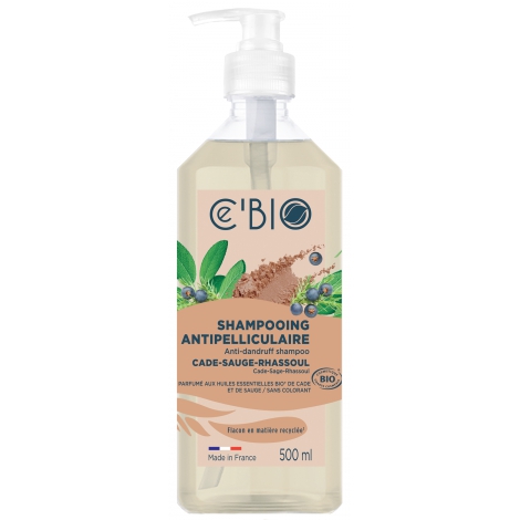 Cé'bio Shampoing antipelliculaire Cade Sauge Rhassoul 500ml shampooing anti pelliculaire Onaturel