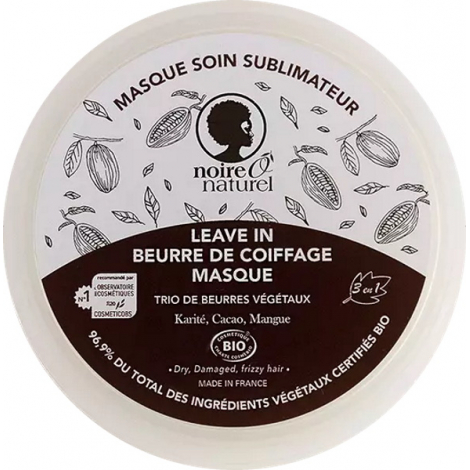 Noire O Naturel Masque soin sublimateur Cacao Mangue Karité cheveux frisés à crépus 200ml Onaturel