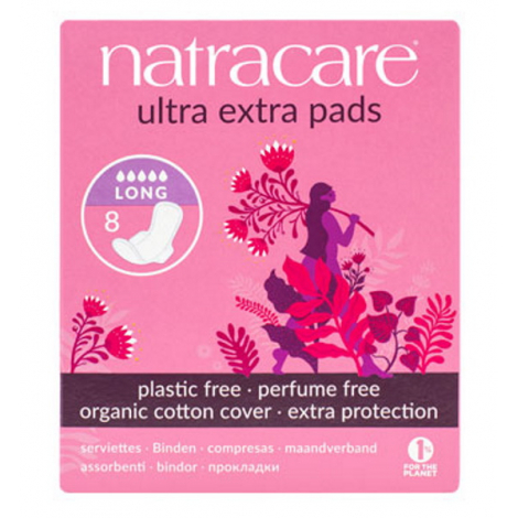 Natracare 8 Serviettes longues Ultra Extra à ailettes Natracare