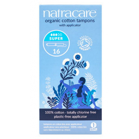 Natracare 16 Tampons super avec applicateur en coton bio Natracare