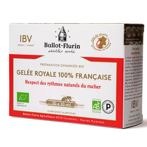 Ballot Flurin Gelée Royale française Préparation Dynamisée 10 ampoules de 10ml Ballot Flurin