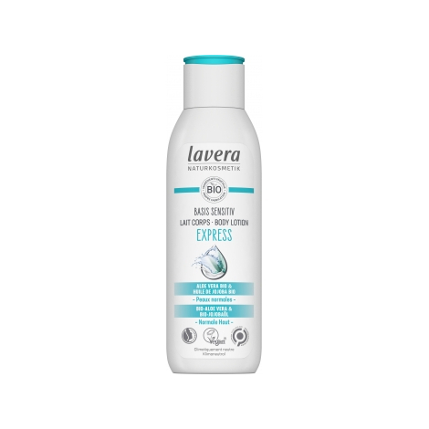 Lavera Lait Corporel express Basis sensitiv 250ml gamme peau sensible et réactive Onaturel