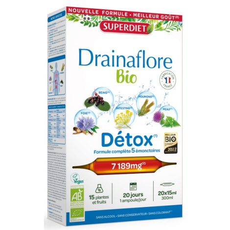 Super Diet Drainaflore bio 20 ampoules de 15ml Super Diet