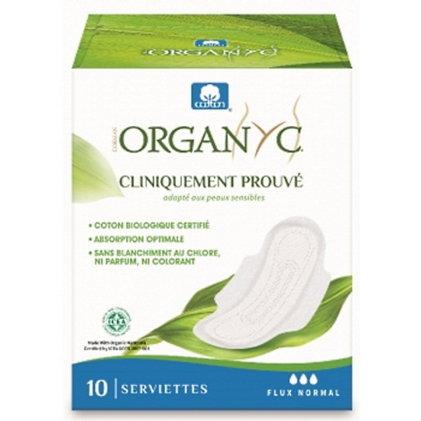 Organyc Serviettes ultra fines Flux normal Boîte de 10 Organyc