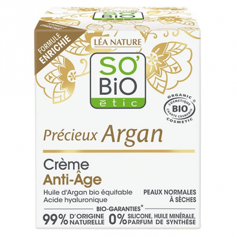 So Bio étic Crème de Jour anti âge Précieux Argan Acide Hyaluronique 50ml So'Bio étic
