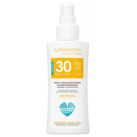 Alphanova Crème spray solaire hypoallergénique format voyage SPF30 90gr