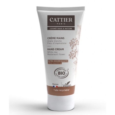 Cattier crème Mains Ultra nourrissante Argile blanche Fleur d'impératoire 75 ml Onaturel