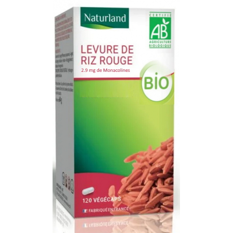 Naturland Levure de riz rouge bio 120 gélules Naturland monacoline K  Onaturel