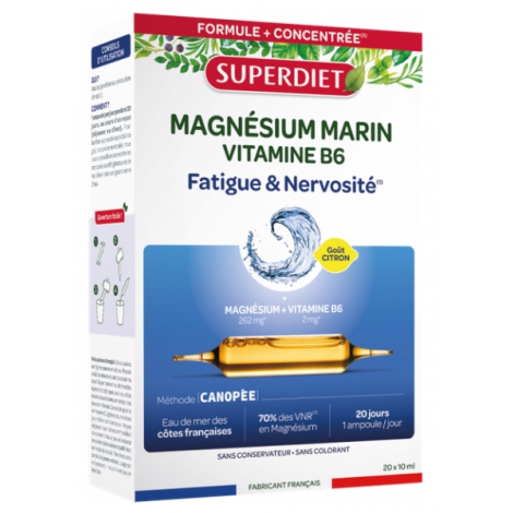 Super Diet Magnésium Marin et Vitamine B6 20 ampoules de 10 ml Super Diet