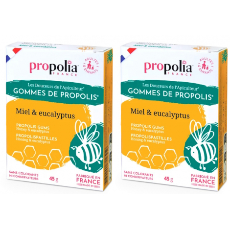 Propolia Gommes de Propolis Eucalyptus Lot de 2 boîtes de 45g Propolia