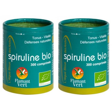 Flamant Vert Spiruline 500mg Certifiée Ecocert Le lot de 2 x 300 comprimés Onaturel