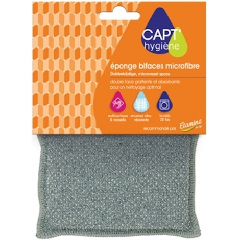 Capt'Hygiène Eponge bifaces microfibre Capt' Hygiène