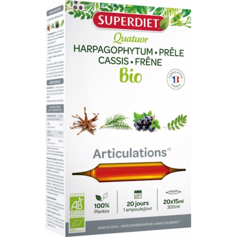 Superdiet Quatuor Articulations bio 20 ampoules de 15ml Super Diet