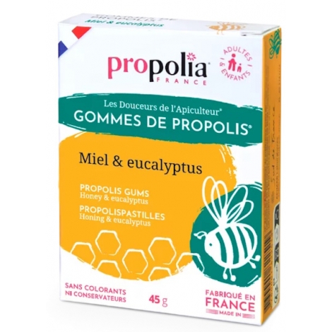 Propolia Gommes de Propolis Miel Eucalyptus Sachet de 45g sous étui Propolia