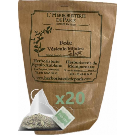Herboristerie de Paris Tisane Foie Vésicule Biliaire 20 infusettes concentrées de 2gr Herboristerie De Paris