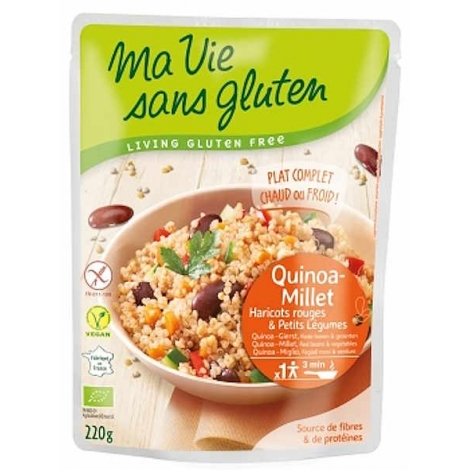 Ma Vie sans gluten Céréales cuisinées Quinoa Millet Haricots Rouges et légumes 220g Ma Vie Sans Gluten